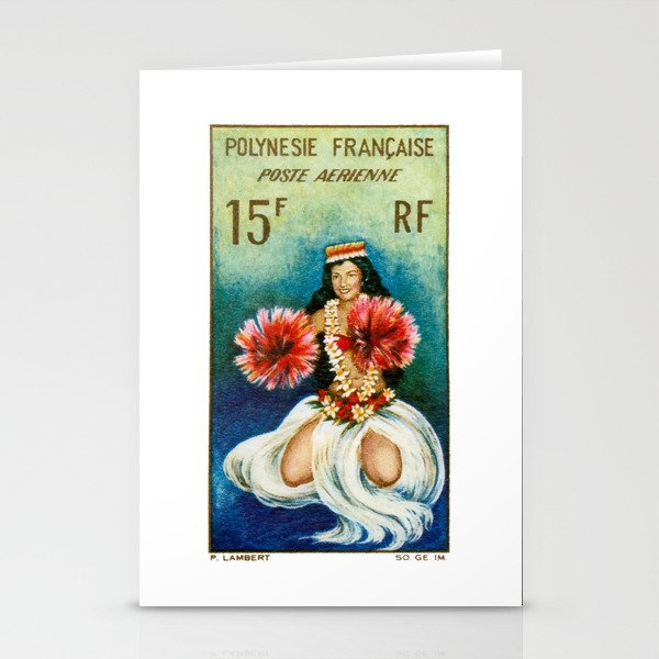 1958 FRENCH POLYNESIA Tahitian Dancer Postage Stamp Stationery Cards