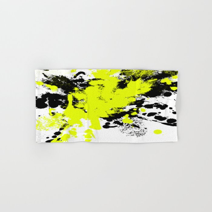 Surprise Black And Yellow Abstract Paint Splat Artwork Hand