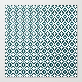 Teal Blue Ornamental Arabic Pattern Canvas Print