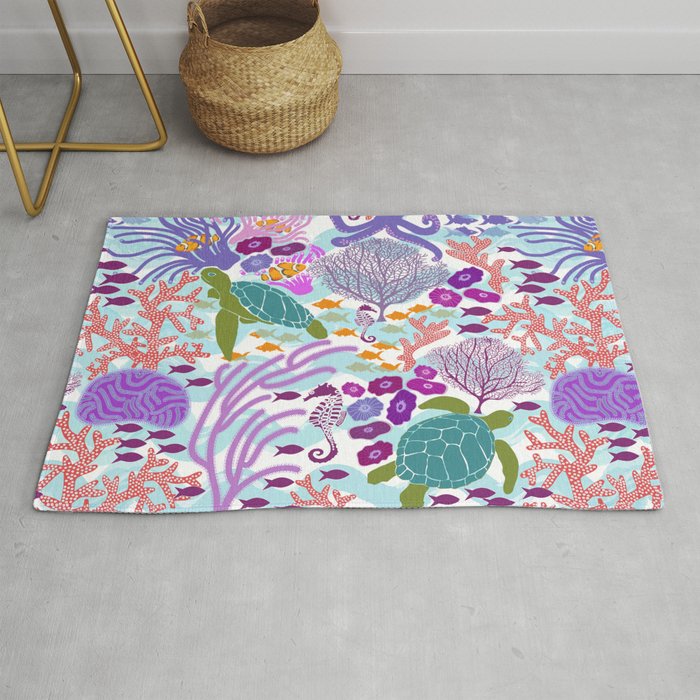 Rush Hour At The Reef Ocean Life Sea Marine Beach Rug Rush Hour At The Reef Ocean Life