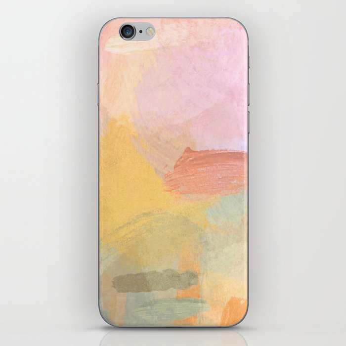 abstract splatter brush stroke painting texture background in pink yellow iPhone Skin