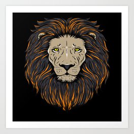 Lion Head Lion Motif Art Print | Bigcat, Roar, Lioncostume, Mane, Biggame, Graphicdesign, Wildcat, Wildanimal, Lionface, Zoo 
