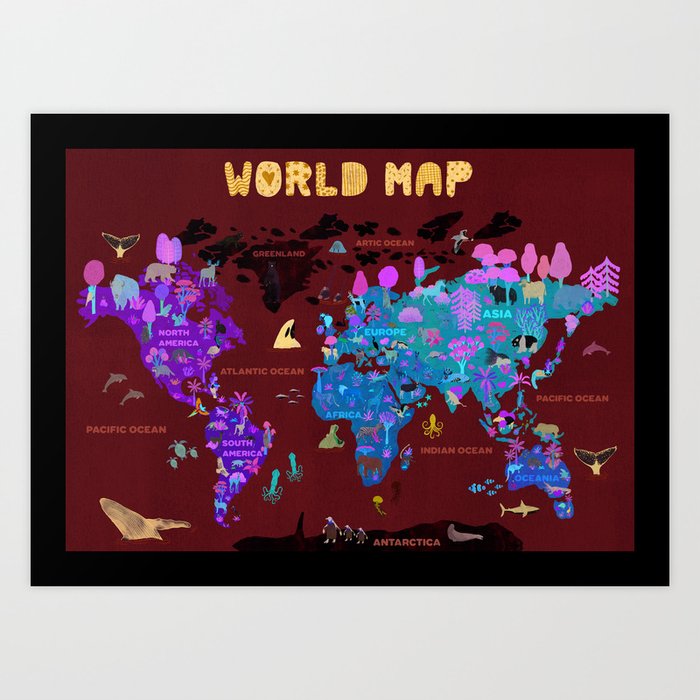 World Map Kids Art Print by jotadejai | Society6
