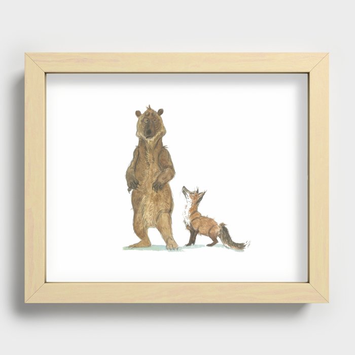 Bear and Fox Recessed Framed Print