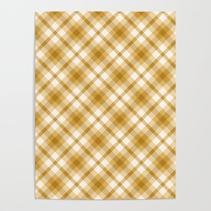 Mustard Yellow Diagonal Tartan Plaid Pattern,Checkered,Gingham,Check,Scottish,Scotland,Stewart,Clan, Poster
