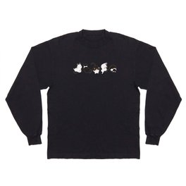 Black and White Cats Chilling on Floor - Horizontal -  Long Sleeve T-shirt