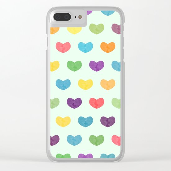 Colorful hearts Clear iPhone Case