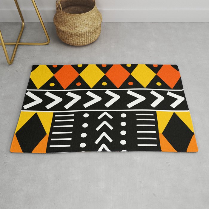 African Mud Cloth Pattern Rug by Funky Vibes
