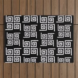Black and White Boho Tribal Patterns Outdoor Rug