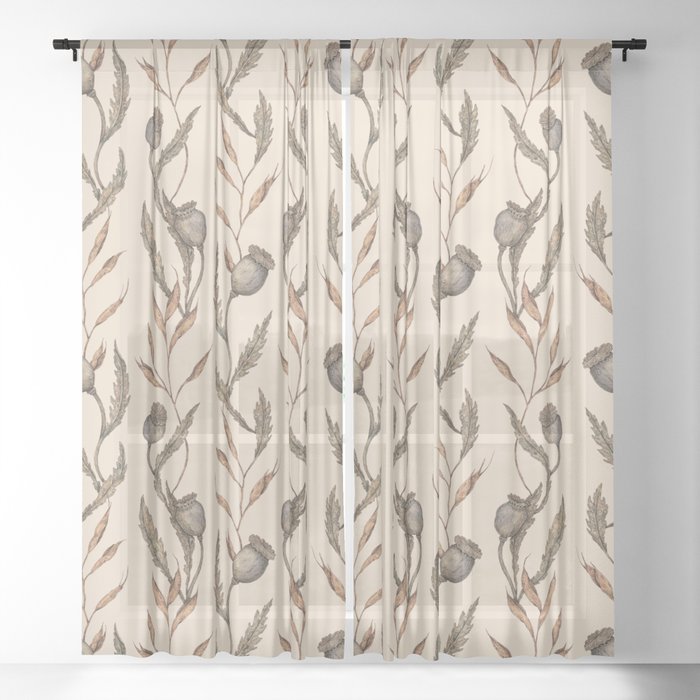 Poppy Pod Pattern Sheer Curtain