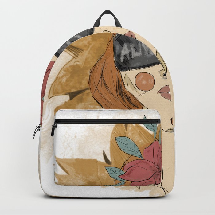 Unisex Aesthetic Sunflower Girl . Floral Print for flower lovers. Hand Drawn watercolour flower. Alone and Lonely. Alive and well Backpack