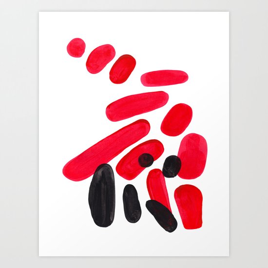 Abstract Minimalist Mid Century Modern Colorful Pop Art Red