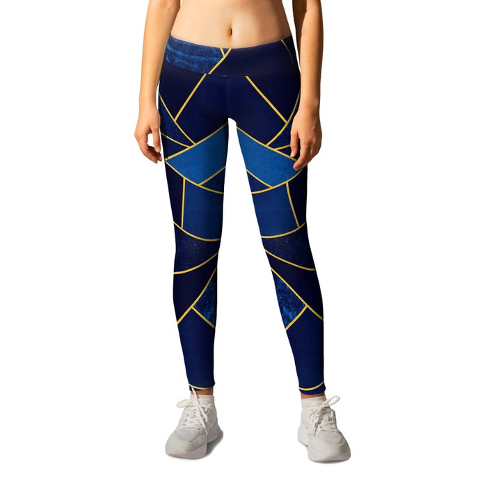 Blue stone with yellow lines Leggings