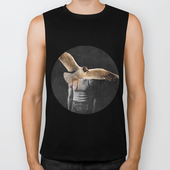 Man with Bird Biker Tank