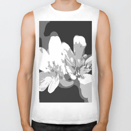 Retro Flowers in Black and White Biker Tank