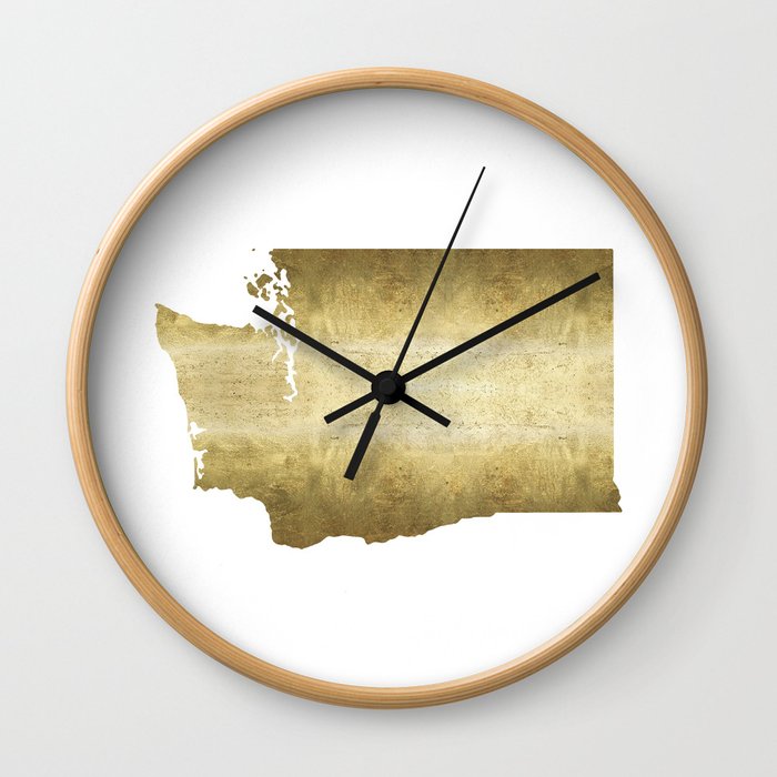 washington state gold foil map Wall Clock