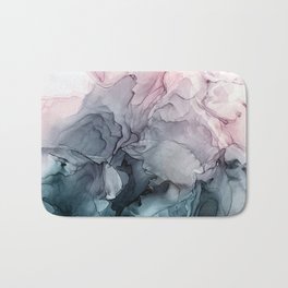 Blush and Payne's Grey Flowing Abstract Painting Bath Mat