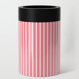 Vintage Cabana Stripe Pattern Pastel Melon Pink On White Boho Aesthetic Can Cooler