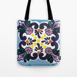 Purple flowers traditional decorative mexican backyard tile Tote Bag