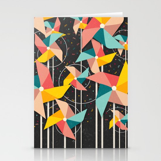Colourful Pinwheels Stationery Cards