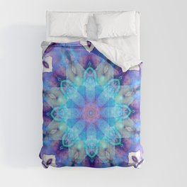 Infinite Wisdom - Colorful Blue Mandala Art Comforter