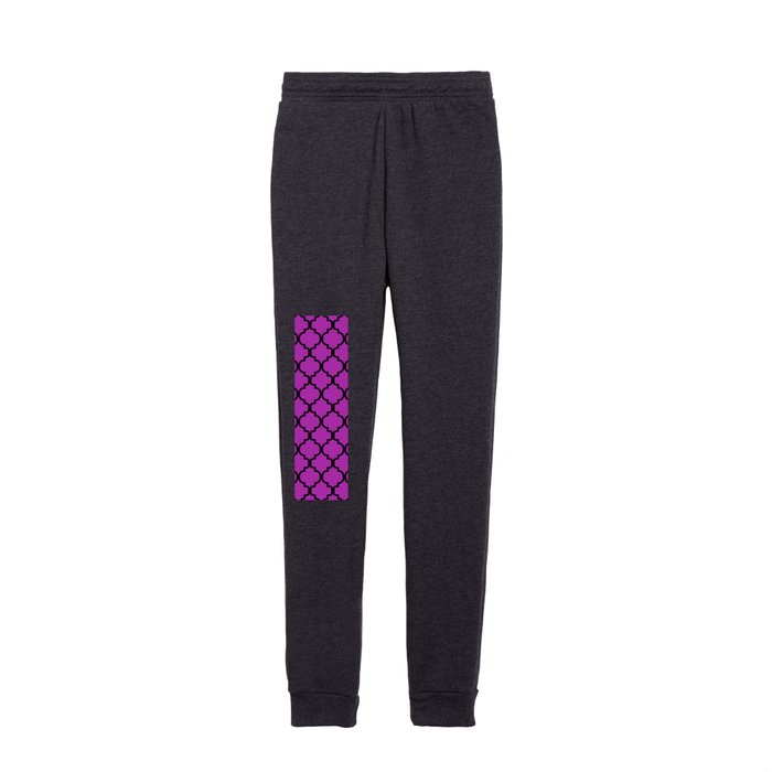 Moroccan Trellis (Black & Purple Pattern) Kids Joggers