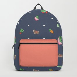 Sweet Harvest Rabbits Backpack | Cute, Harvest, Digital, Bunny, Pattern, Rabbit, Veggies, Drawing, Vegtables 