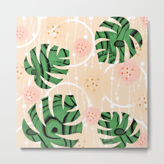 Monstera on beige background. Metal Print