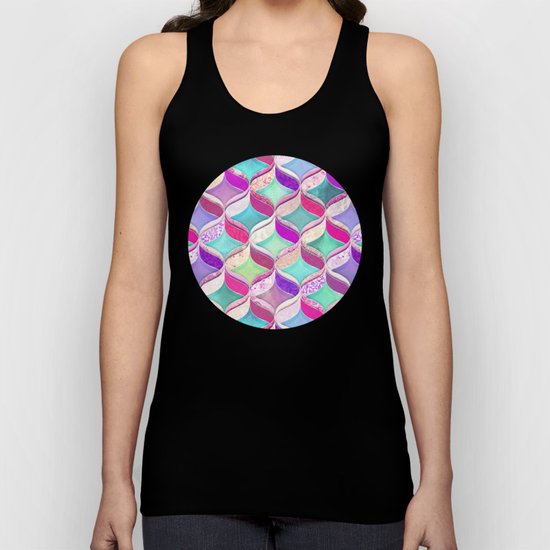 Patchwork Ribbon Ogee Pattern with Pink & Purple Unisex Tank Top