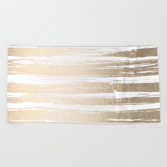 White Gold Sands Painted Stripes Beach Towel