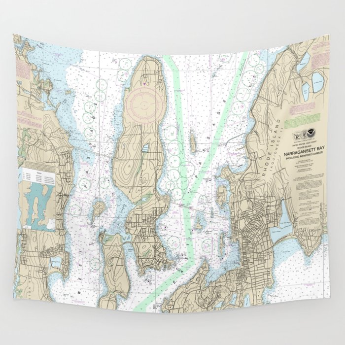 Narragansett Bay Rhode Island Nautical Chart 13223 Wall Tapestry