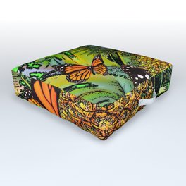 MONARCH BUTTERFLIES & PINEAPPLE ABSTRACT WATERCOLOR Outdoor Floor Cushion | Pineapplecurtains, Pineapplemugs, Drawing, Pineapplerugs, Abstract, Colored Pencil, Butterflyart, Pineappledecor, Pineapples, Pineappleduvets 