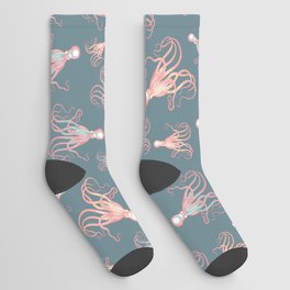 Vintage Octopus Coral Pattern | Ocean Art | Surface Pattern Design Seamless Pattern Socks