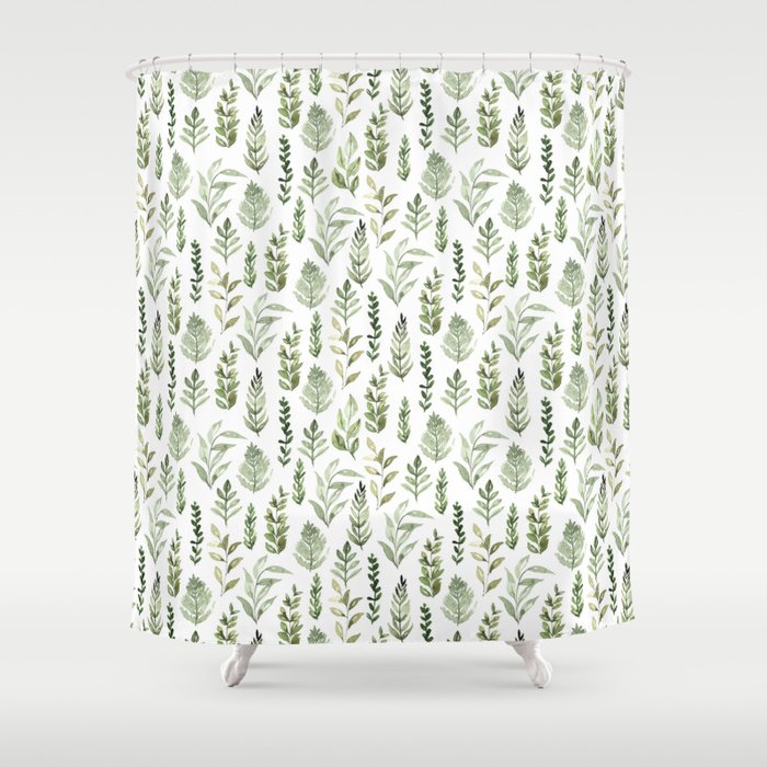 Watercolor leaves Shower Curtain