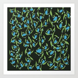 Blue Floral Vine Art Print