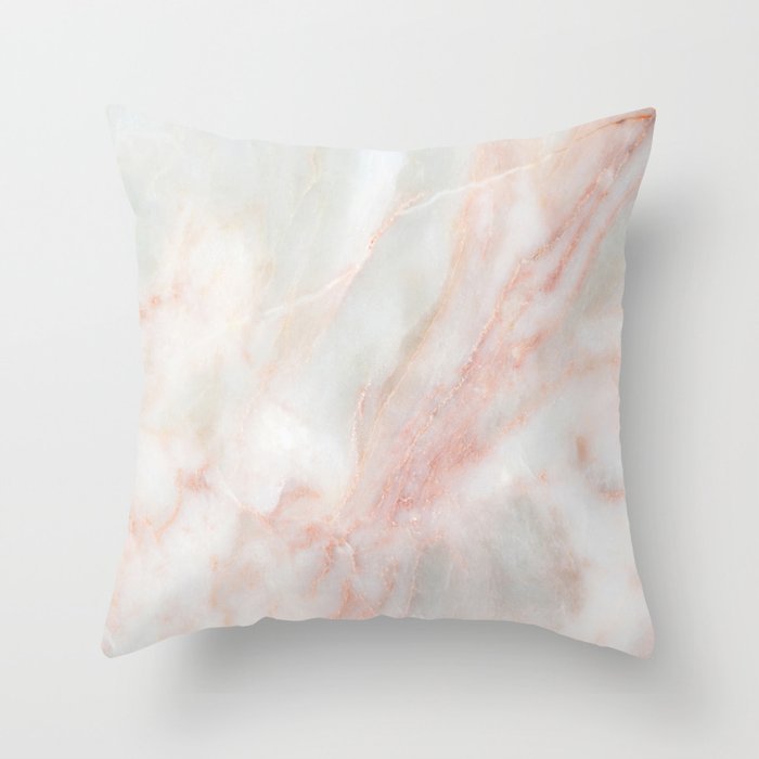 Softest blush pink marble Throw Pillow
