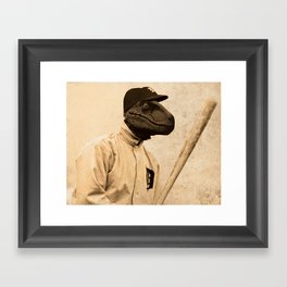 Baseball Velociraptor Framed Art Print