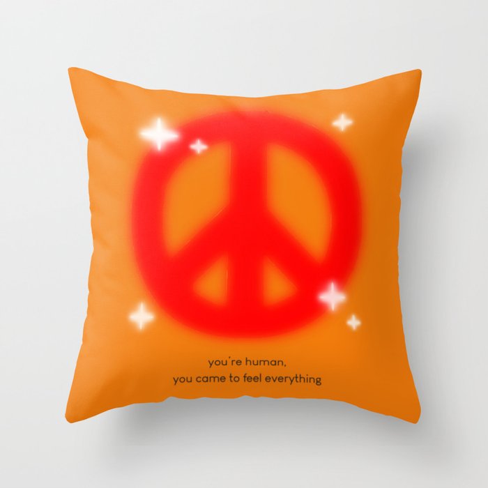 Peace Sign Quote Throw Pillow