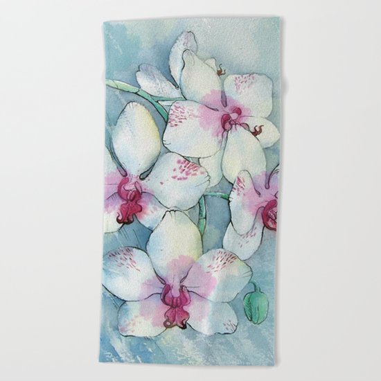 Orchids 01 Beach Towel