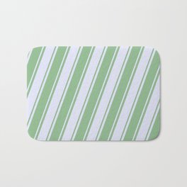 [ Thumbnail: Lavender & Dark Sea Green Colored Pattern of Stripes Bath Mat ]