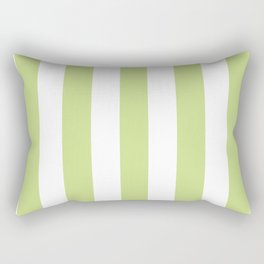 Medium spring bud green - solid color - white vertical lines pattern Rectangular Pillow