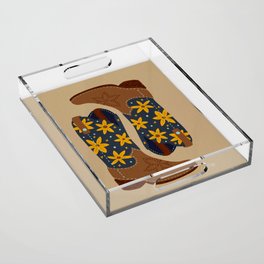 Cowgirl Boots – Teal & Yellow Acrylic Tray