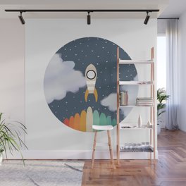 Space Rocket Print, Galaxy Outer Space Pattern Wall Mural