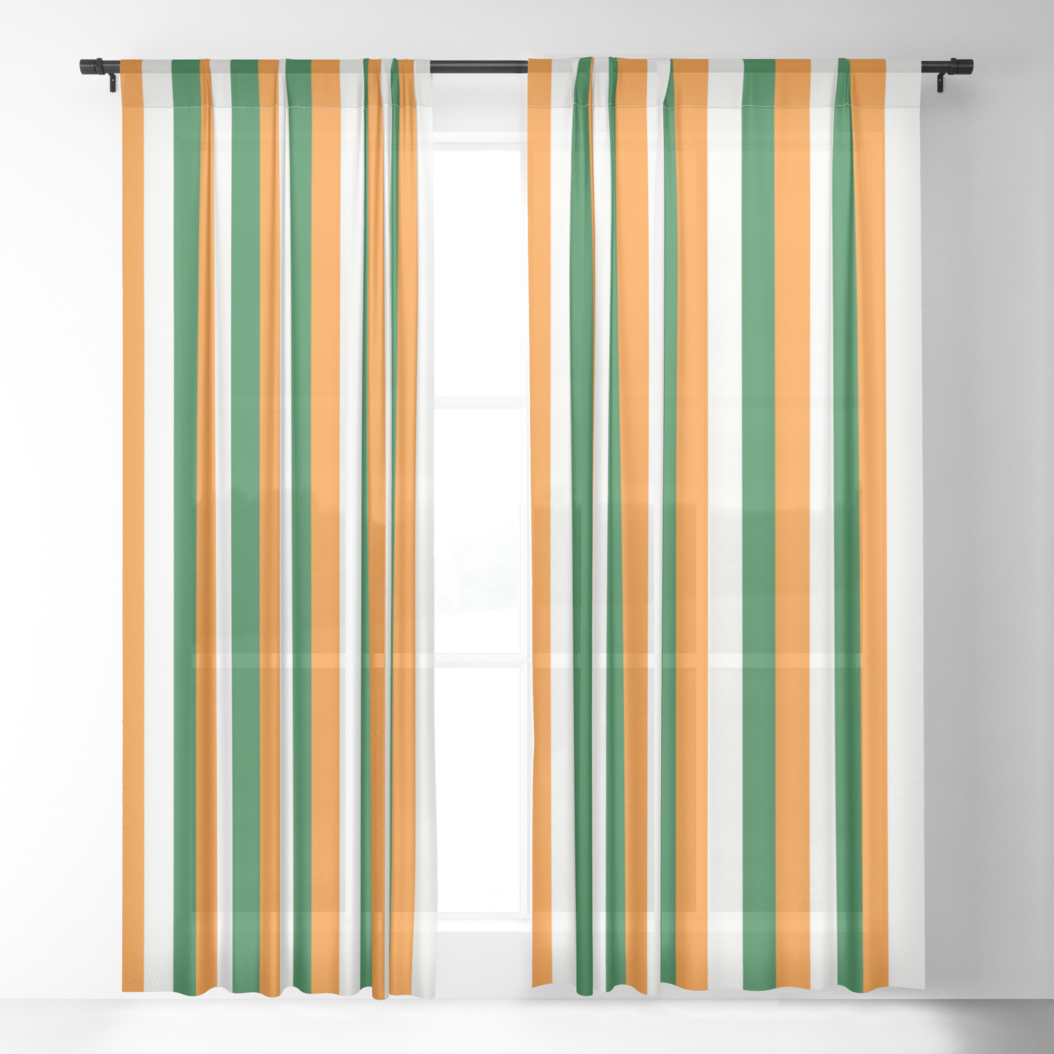 Team Colors 4 Orange Green White Sheer Curtain By