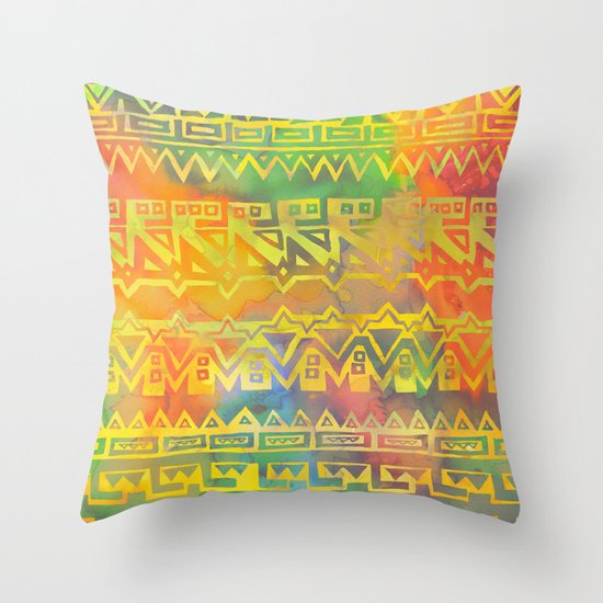 AZTEC STRIPE - yellow Throw Pillow