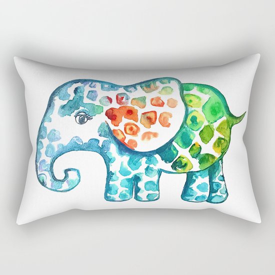 Rainbow Elephant Rectangular Pillow