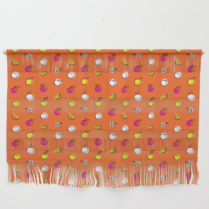 Quirky Oranges | Fun Citrus Pattern | Fluorescent | Wall Hanging