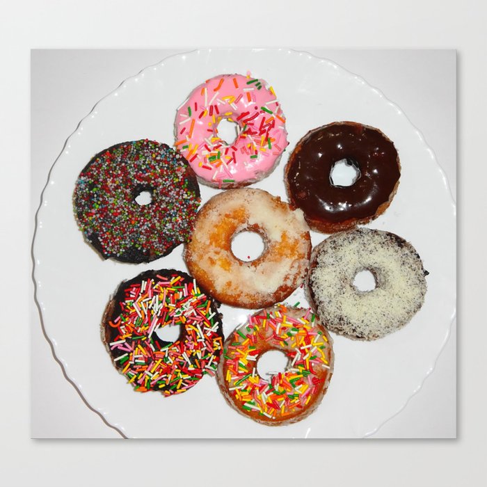 Homemade various dish of frosted donuts; can't eat just one kitchen and dining room home and wall decor Canvas Print