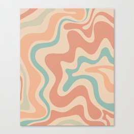 Retro Liquid Swirl Abstract Pattern in Retro Pink and Orange Canvas Print