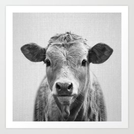 Cow 2 - Black & White Art Print